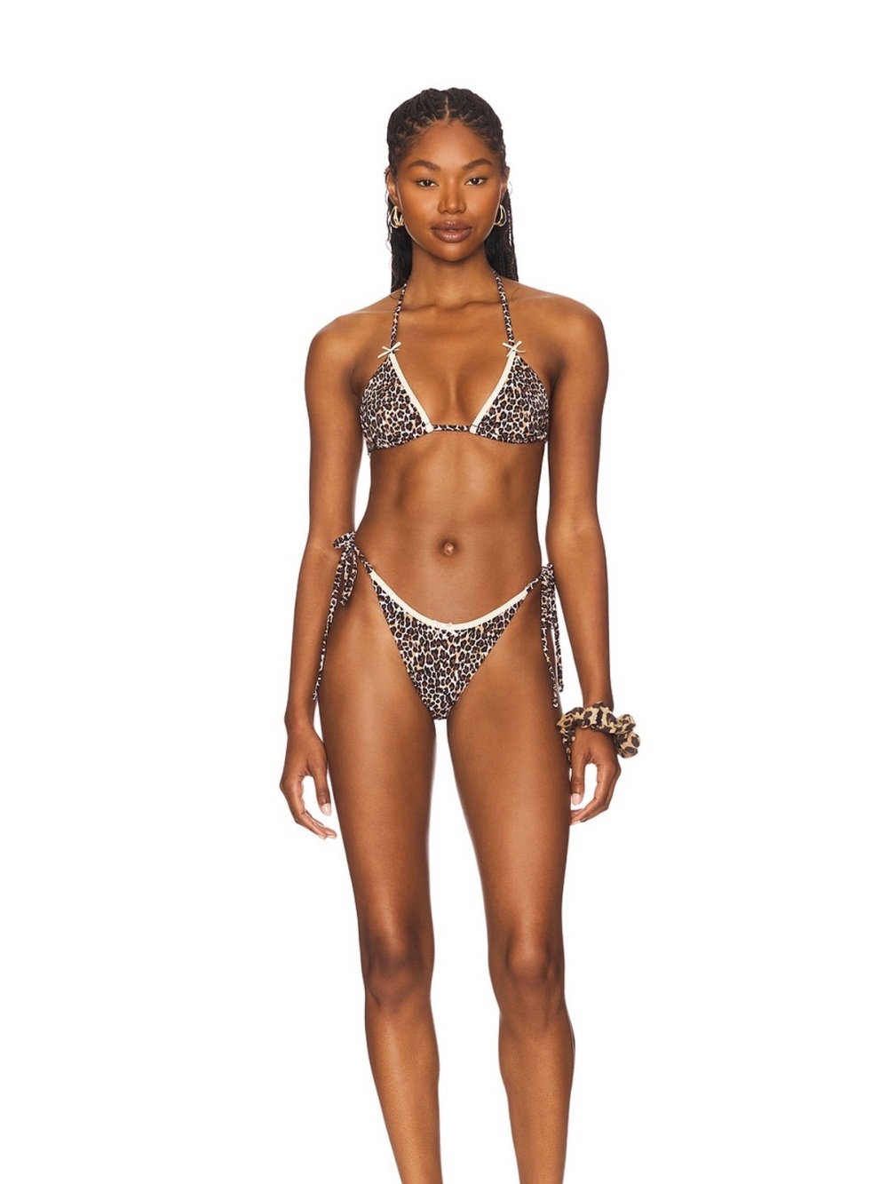 Lioness Leopard Print Tie-Side Triangle Bikini - Brown/Black